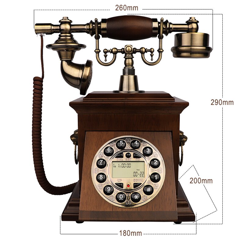 Solid Wood Old Fashioned Telephones Digital Button And Rotary Dial Phones Corded Nostalgic Landline Vintage Antique Decorativ