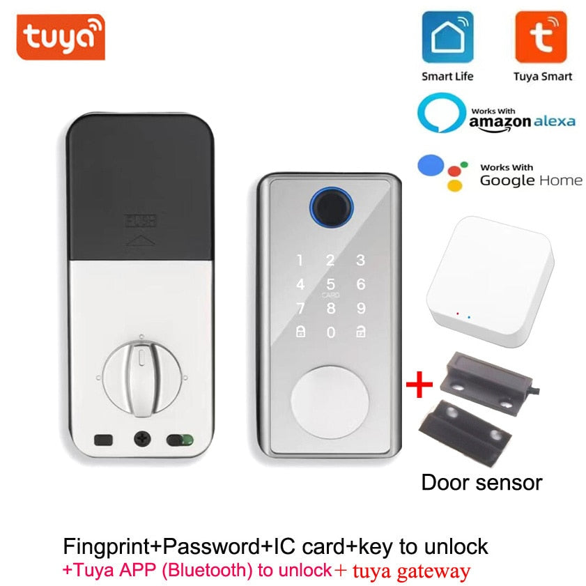 Smart Deadbolt Locks of Tuya Bluetooth App Biometric Fingerprint Password Keyless Entry Front Door Lock