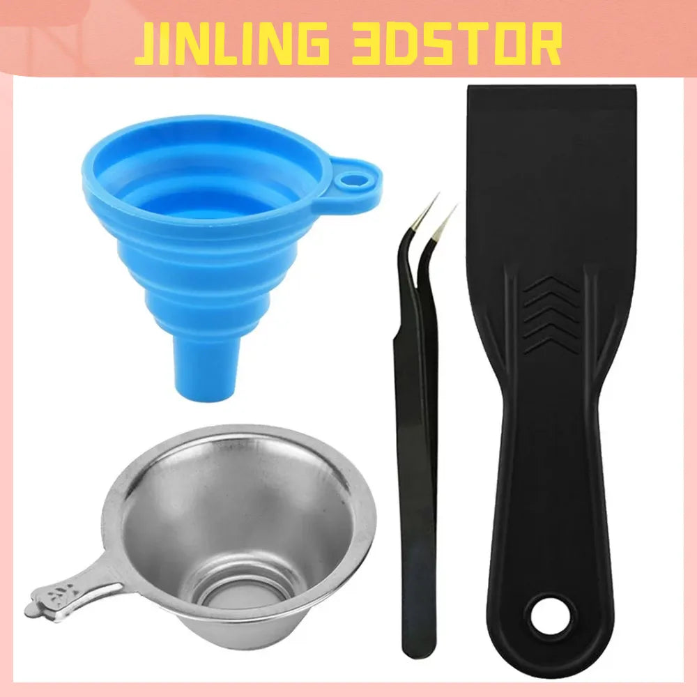 3D Printer parts Silicon Funnel+Metal UV Resin Filter Cup+tweezers+SLA Resin Special Tool Shovel for Photon DLP Parts