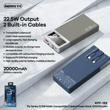 Remax 22.5W Power Bank 20000mAh Fast Charging External Battery Portable PD20W PowerBank Charger TypeC For iPhone Built in 2Cable