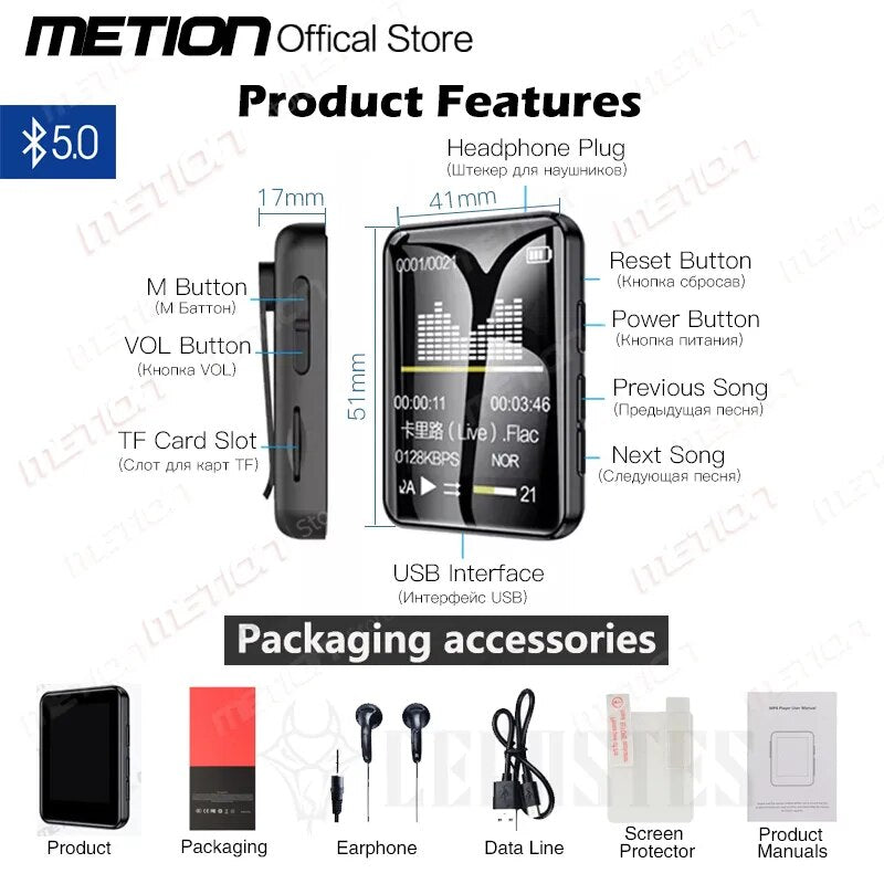 2023 New MP3 Player Bluetooth 5.0 Full Screen Walkman Portable Sport Music Player Mp4 Video Player FM/E-book/Recorder Mp3 плееры