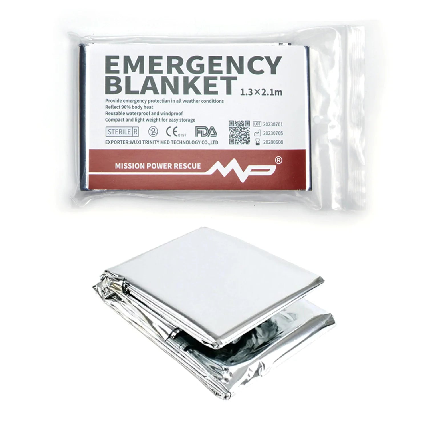 MissionPower Rescue Emergency Blanket First Aid Kit 1.3*2.1m Space for Outdoors Hiking Military Ifak Survival and Medical