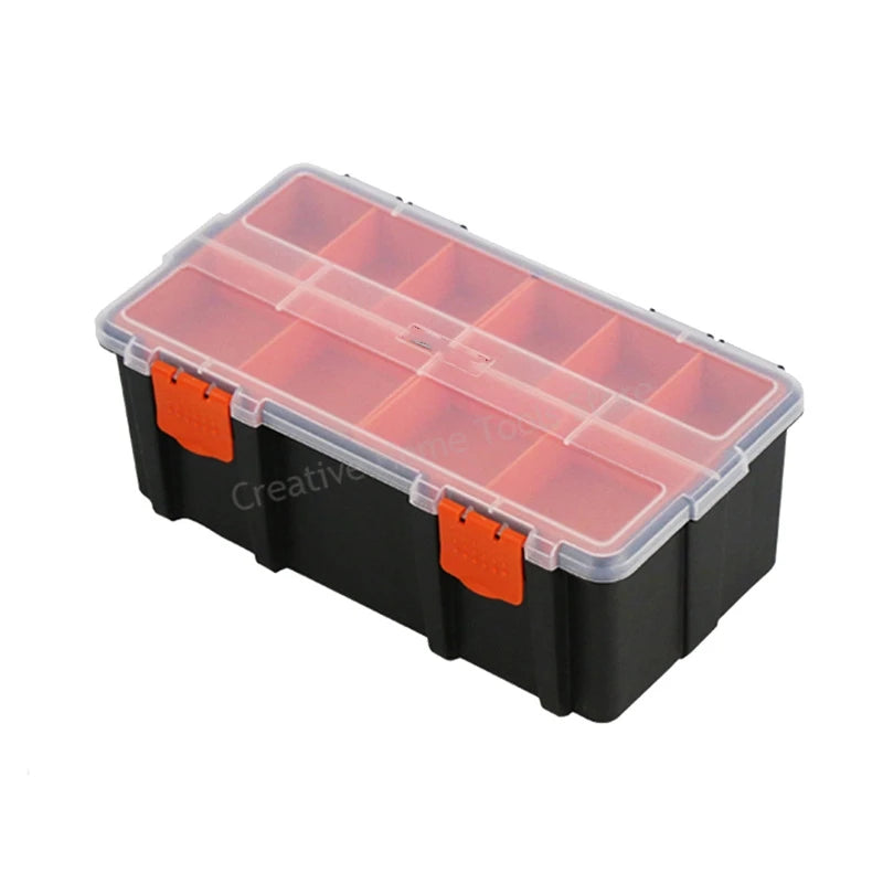 Portable Toolbox Parts Box Plastic Screw Storage Box Hardware Parts Tool Box Compartment Small Parts Boxes Garage Tool Case