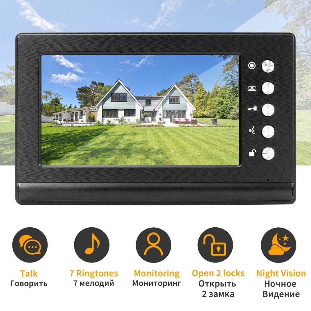 Homefong Video Intercom Wired,Outdoor Doorbell Camera Monitor 7 Inch Screen,Street Call Panel Door Phone Home Security System