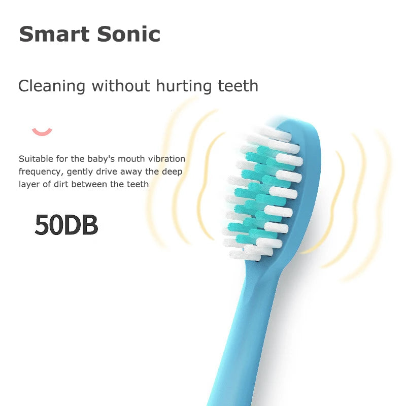 Children Sonic Electric Toothbrush Colorful Cartoon for Kids Soft Fur Automatic Waterproof with Replacement Head Cleaning Brush