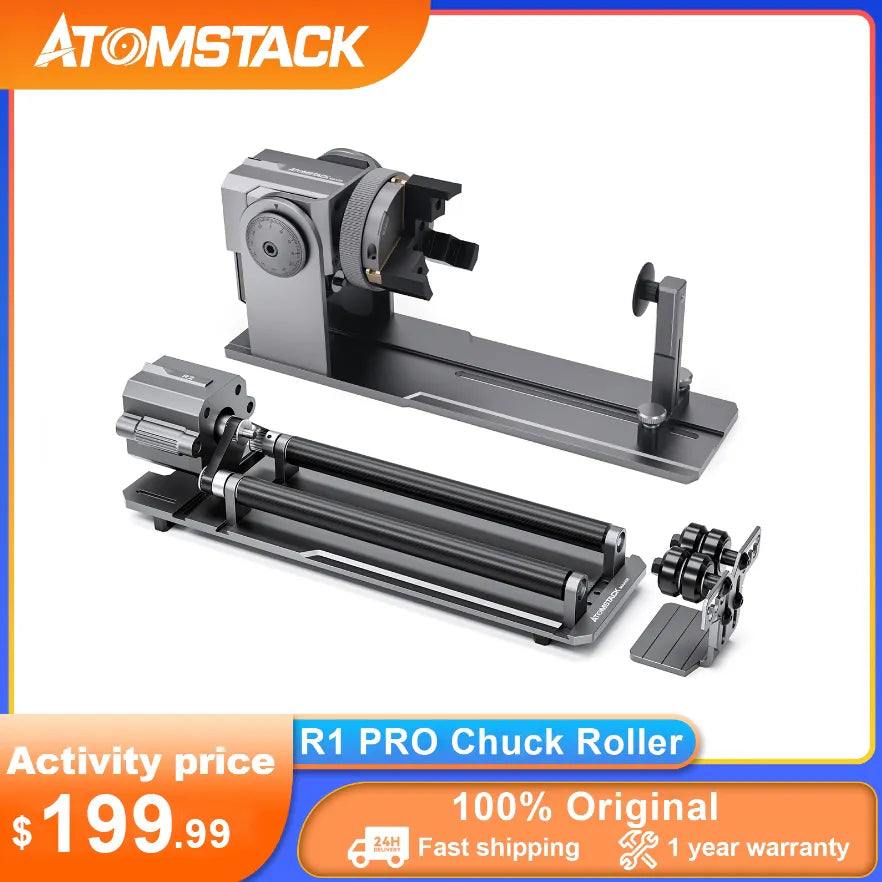 Atomstack Maker R1 PRO Multi-function Chuck and Roller Rotary for X30 X20 A20 S20 PRO A10 S10 PRO CNC Engraving Cutting Machine