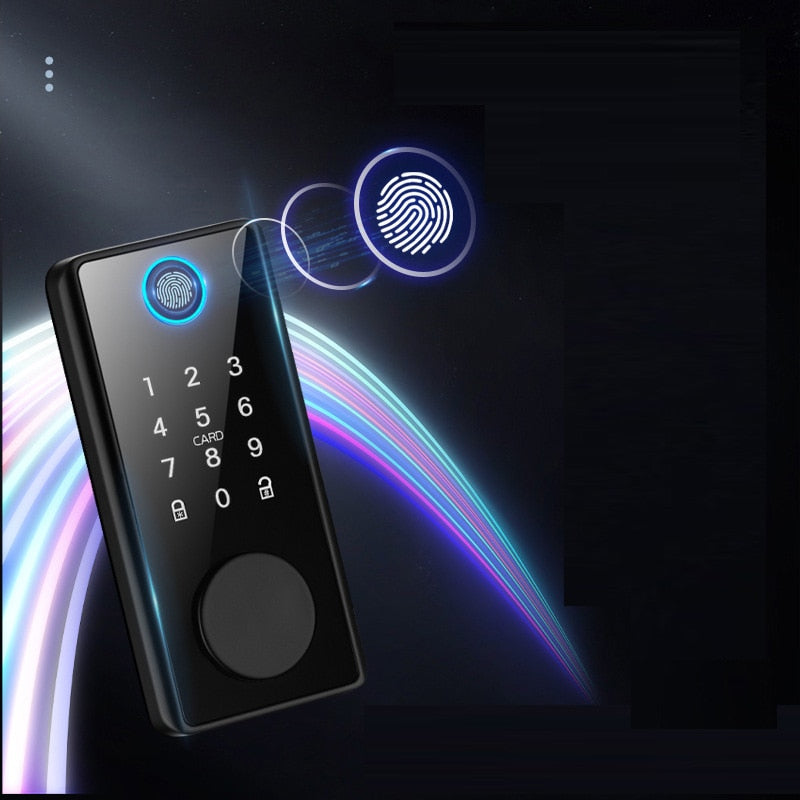 Smart Deadbolt Locks of Tuya Bluetooth App Biometric Fingerprint Password Keyless Entry Front Door Lock