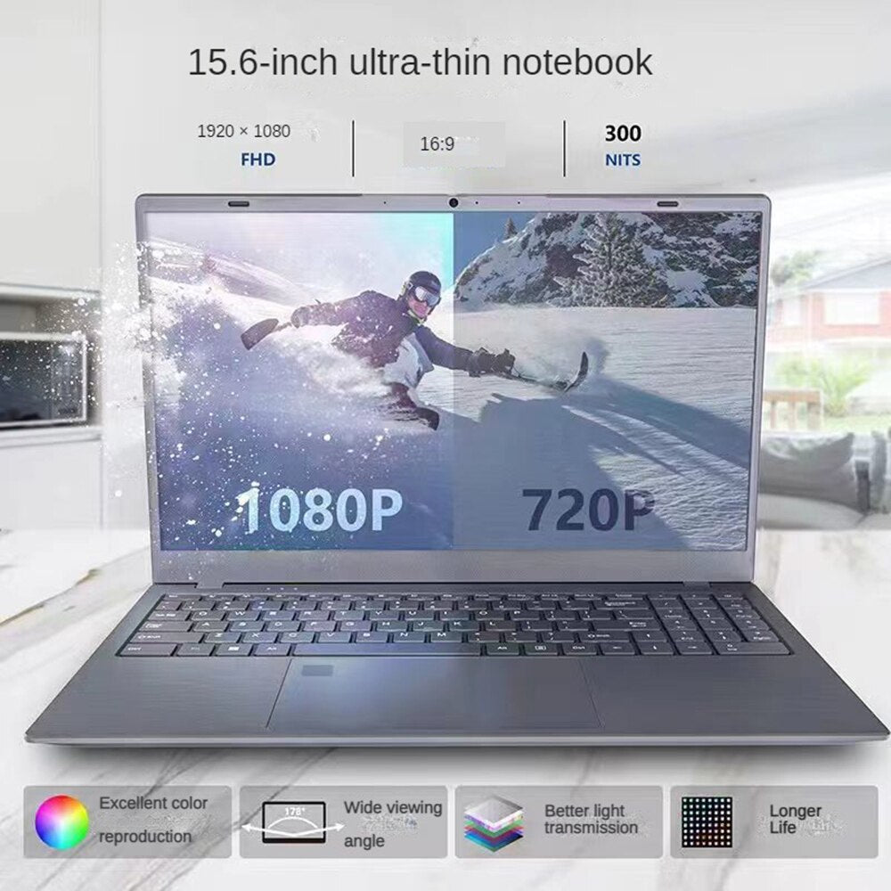 2023 Office Laptops Windows 11 Computer Notebook Netbook 15.6 Inch 12th Gen Intel Alder Lake-N N95 12GB DDR5 1TB M.2 WiFi Type-C