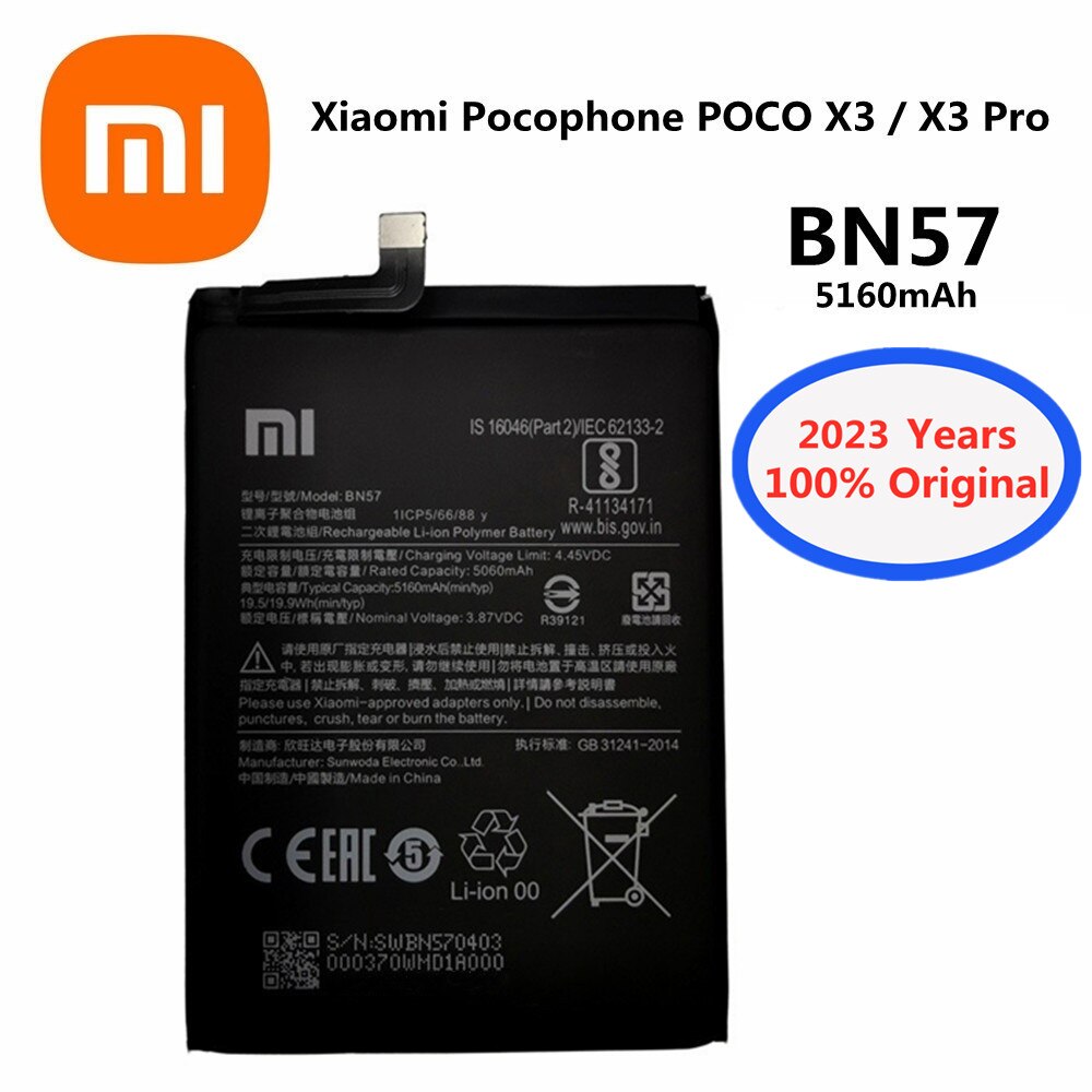 2023 100% Original Xiao mi BN57 BN61 Phone Battery For Xiaomi Pocophone X3 Poco X3 Pro 6000mAh Replacement Batteries + Tool