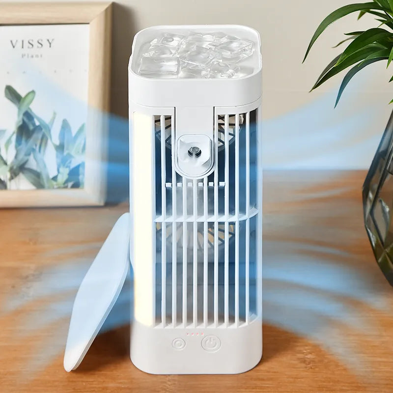 Xaomi Desktop Air Conditioner Fan Mini Portable Water-cooled Fan Household Spray Refrigeration Indoor Air Cooler Night Light