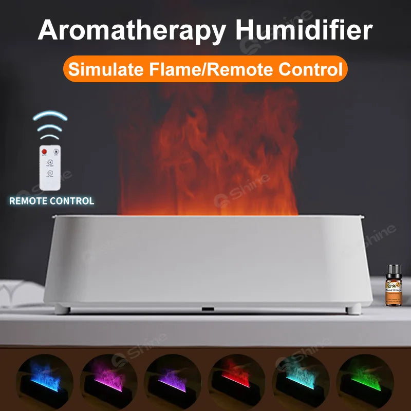 New Air Humidifier Aromatherapy Humidifier with Remote Control 7-color 3D Simulation Flame Aroma Diffuser Essential Oil Diffuser