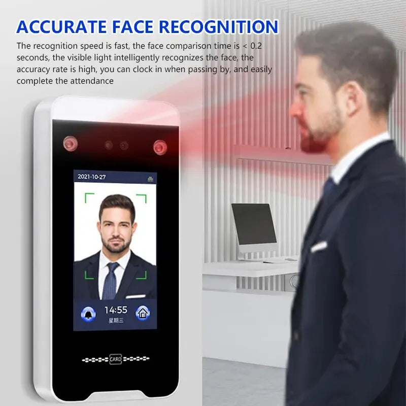 WIFI 5-inch Biometric Screen Fingerprint Terminal Facial Recognition Control Access Camera Infrared 125khz RFIC Card Attendance