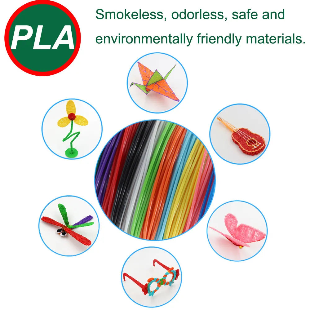 PLA filament diameter 1.75mm color 3D printing material for 3D pen,10/20/30 colors, 100M 150M 200M, colorless, odorless and safe