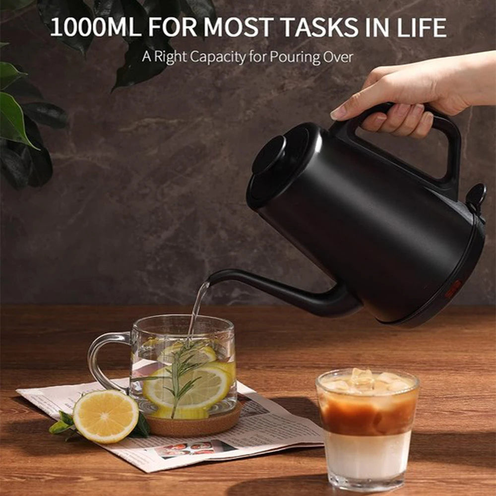 1L 220V Electric Espresso Pots Hand Brew Gooseneck Kettle Automatic Power Off Coffee Pot Make Tea Hot Water Boiler Coffeeware