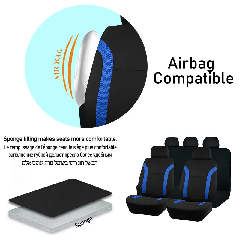 AUTO PLUS Sports Universal Polyester Car Seat Cover Set Fit Most Car Plain Fabric Bicolor Stylish Car Accessories Seat Protector