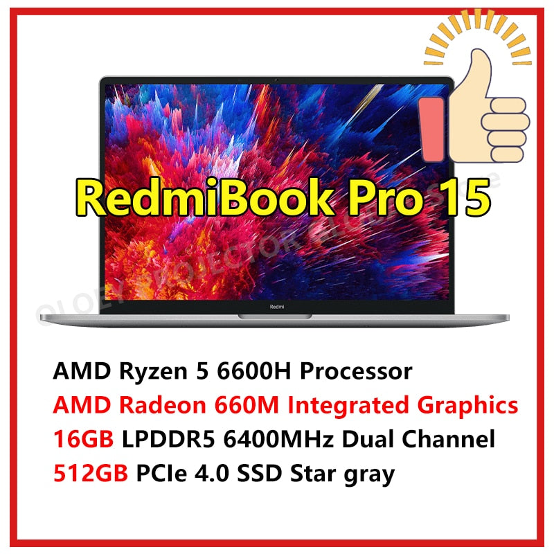 Xiaomi RedmiBook Laptop Pro15 2022 Ryzen R7-6800H/R5-6600H RTX 2050 AMD Radeon 680M 16GB RAM 512G/2T SSD 15.6Inch 3.2K  Notebook