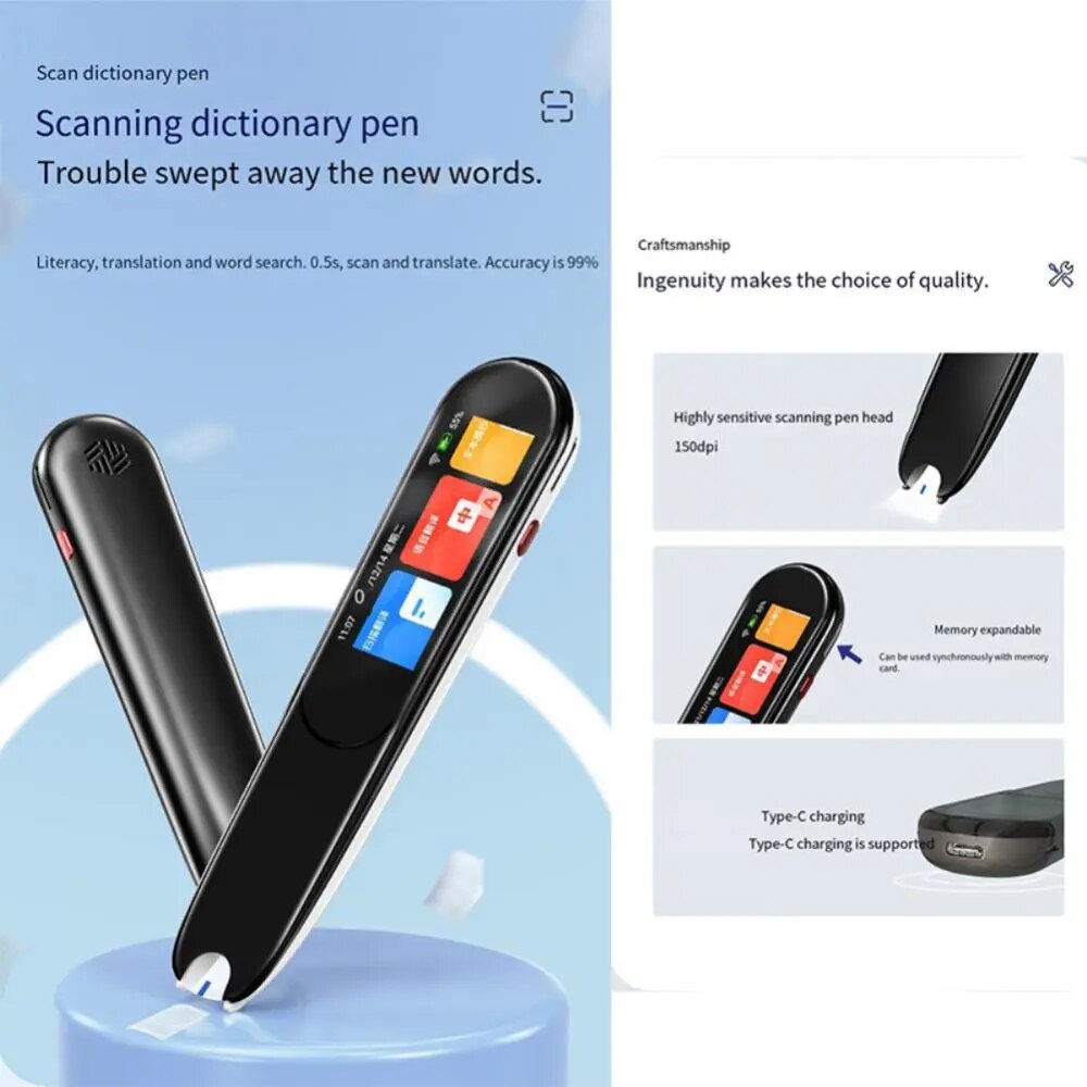 X1 Portable Pen Scanner Languages Offline+WIFI Translation Pen Smart Scanning Translation Pen Suit For Business Travel Abroad