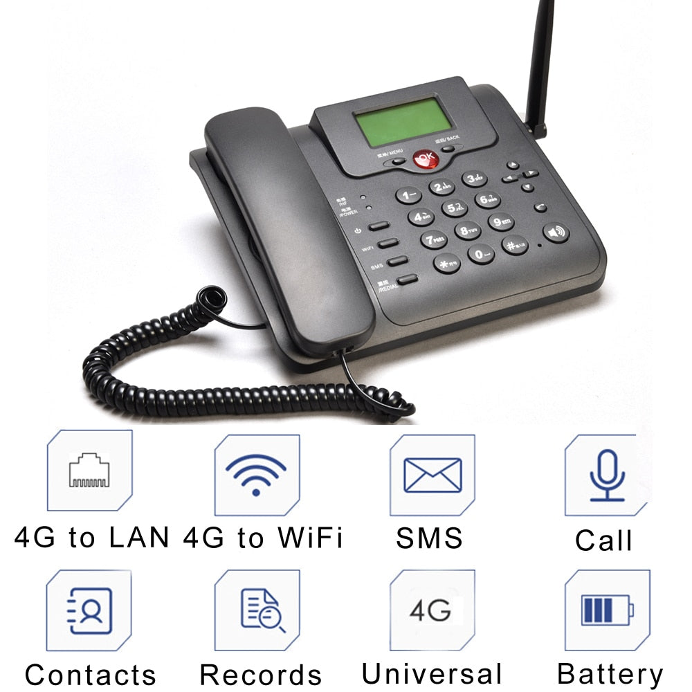 Gsm Telephone Volte Landline Desk Fixed Phone IPTV Networking Modem Sim Card Router 4g Wifi Hotspot Office Home Computers W101B