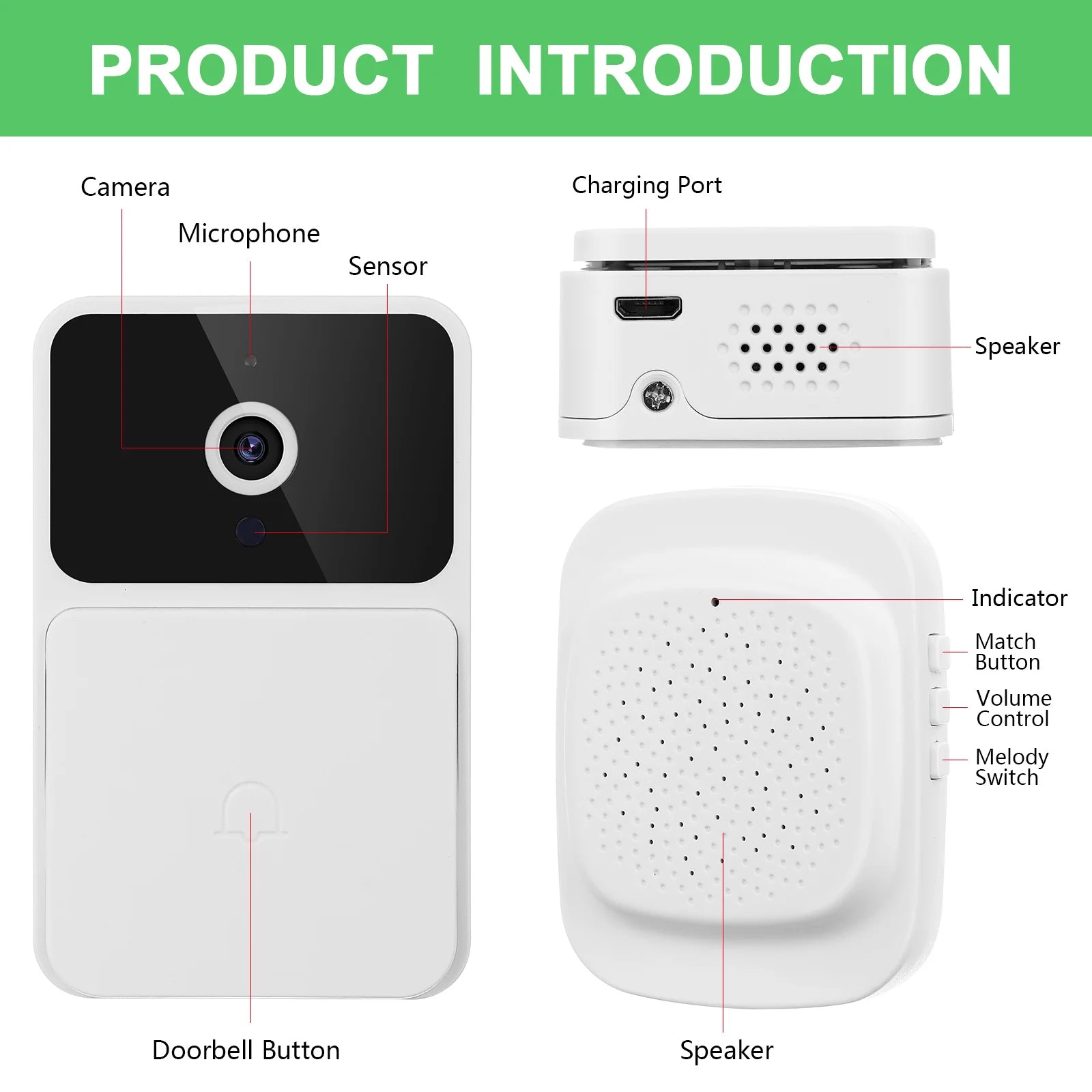 Camera Outdoor Wireless Video Doorbell Cameras for Home Security Apartment Mount Wifi