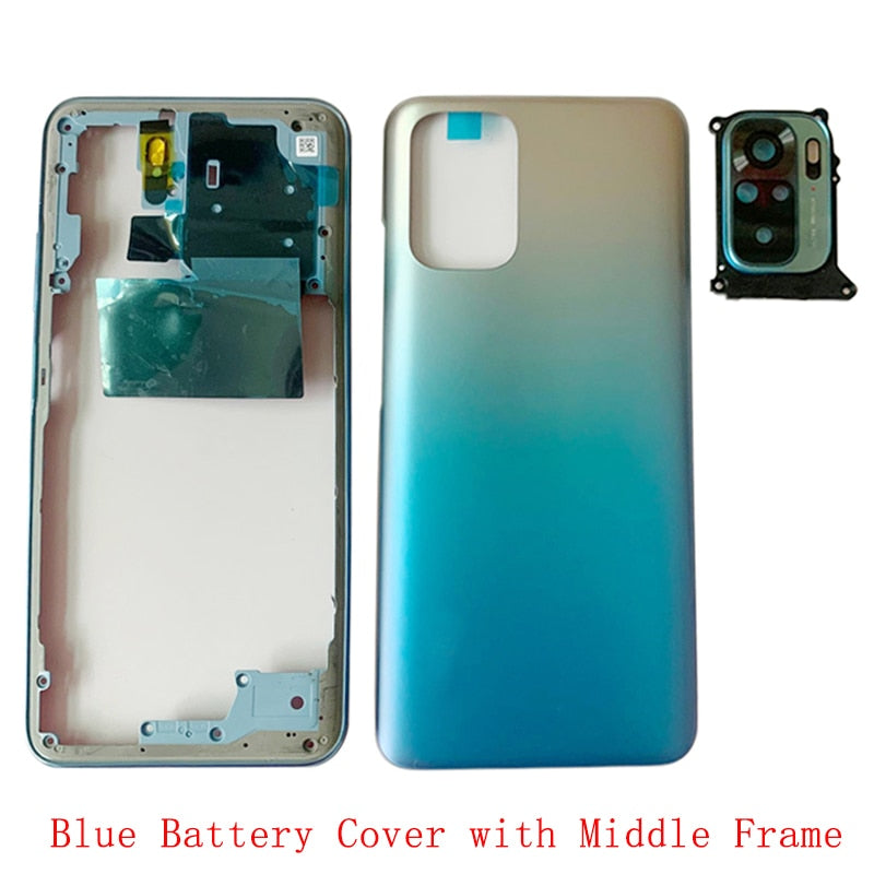 Original Battery Cover Rear Door Housing For Xiaomi Redmi Note 10S Back Cover with Middle Frame Camera Frame Replacement