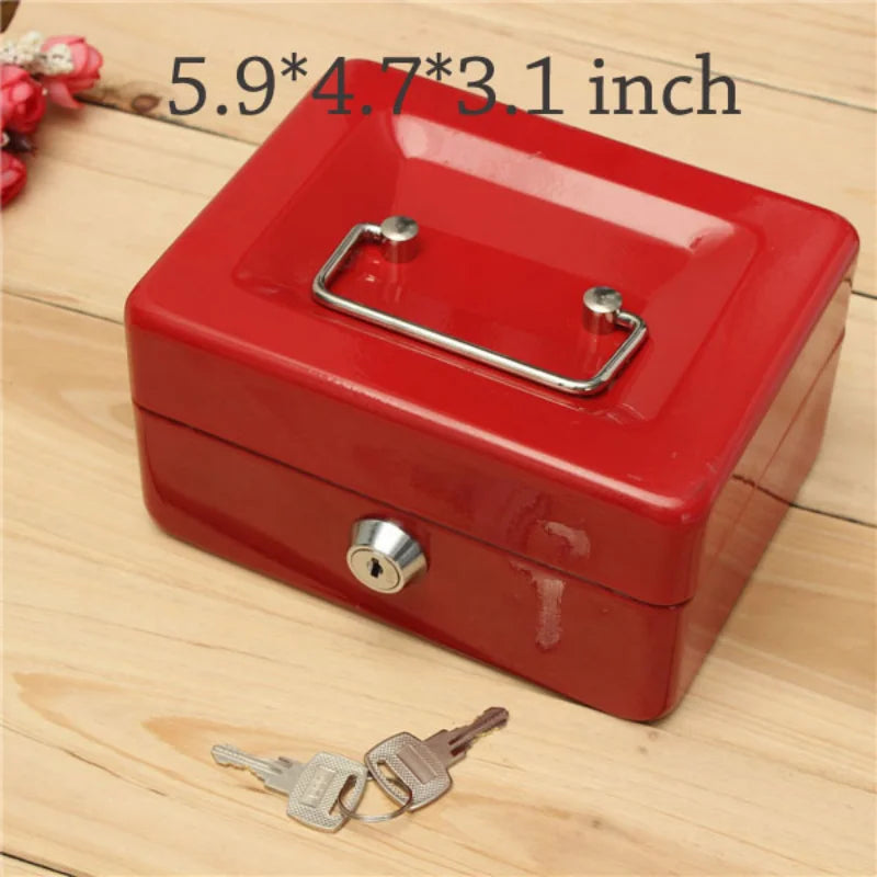 Practical Mini Petty Cash Money Box Stainless Steel Security Lock Lockable Safe Small Fit for House Decoration 3 Size