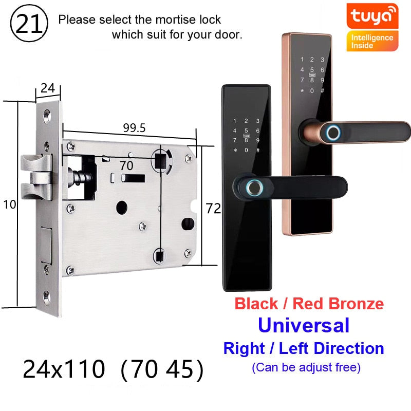 NEW RAYKUBE H4 Tuya Electronic Lock Wifi Smart Door Lock Fingerprint Lock Password IC Card Key USB Charge For Smart Home