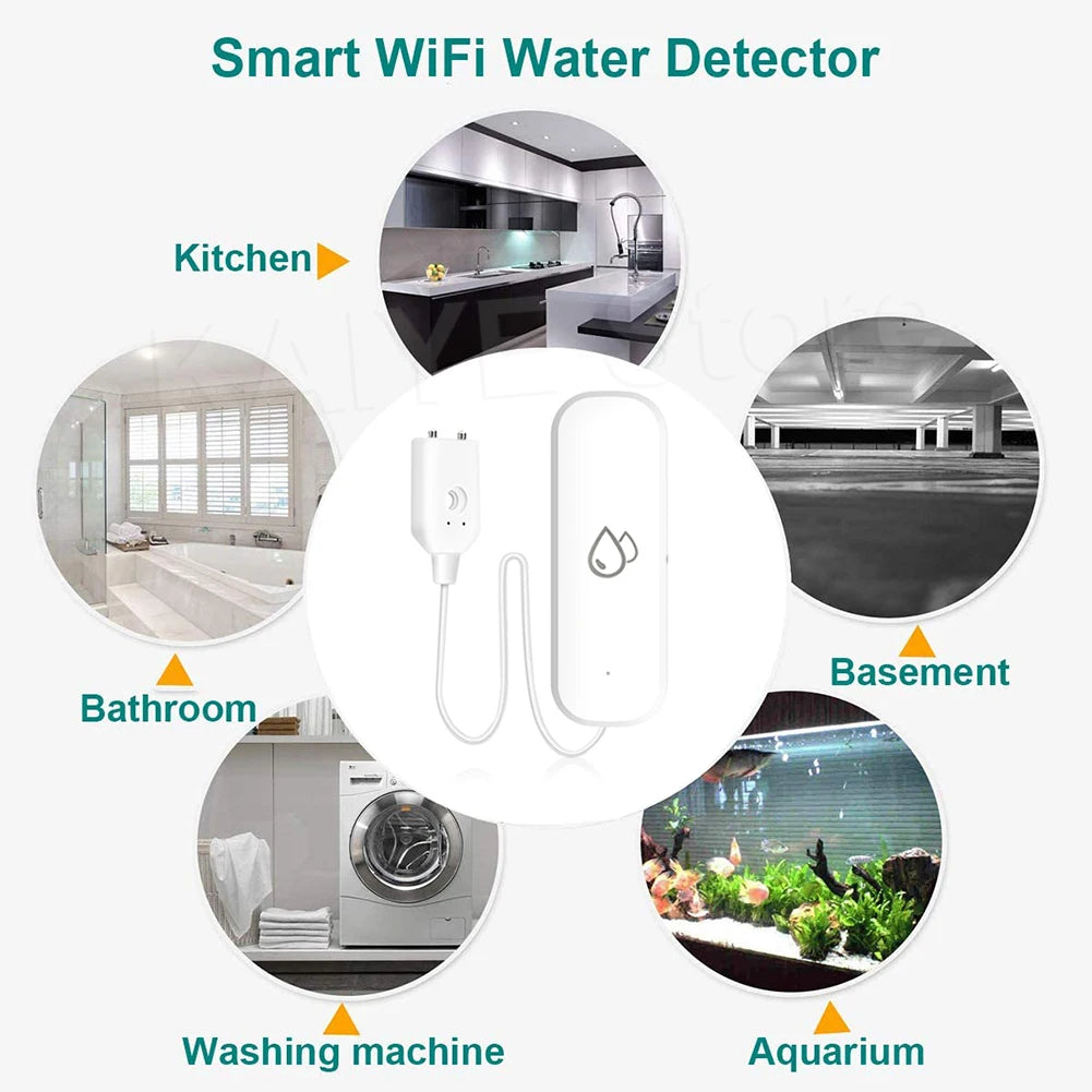 Tuya Water Leakage Sensor Detector Independent WiFi Flood Water Leak Sensor Home Protection Alarm System Smart Life APP Control
