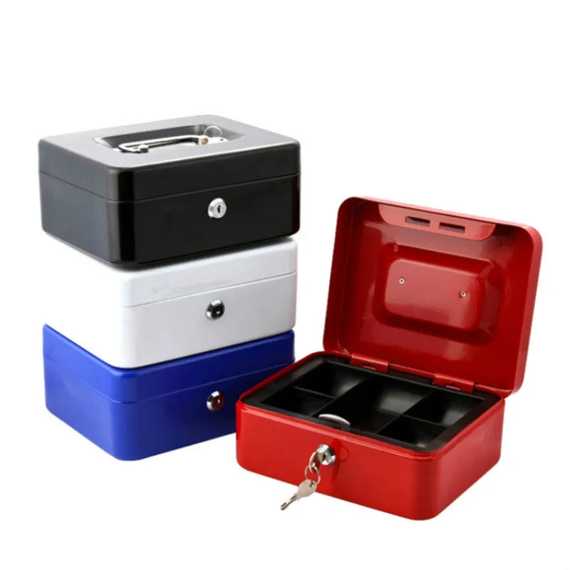 Practical Mini Petty Cash Money Box Stainless Steel Security Lock Lockable Safe Small Fit for House Decoration 3 Size