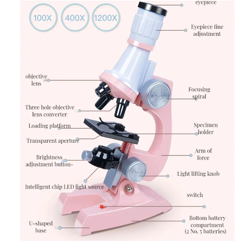 Microscope Professional Optics, Household Children's Science, Junior High School Biology Experiment Toy Set