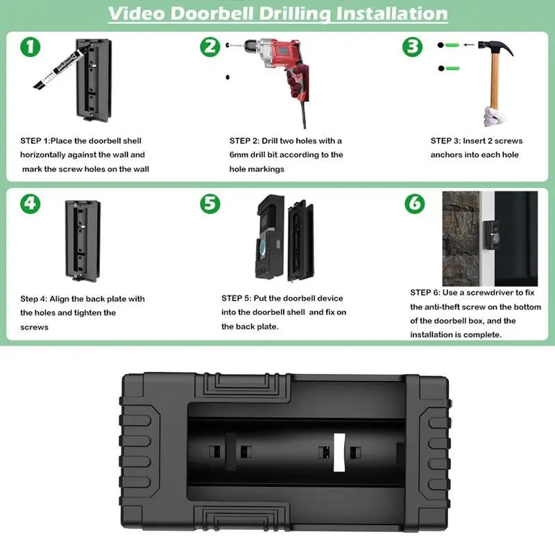 Ring Doorbell Mount No Drill Anti-Theft Video Doorbell Mount 90 Degree Adjustable No-Drill Mounting Bracket Wedge Adapter Holder