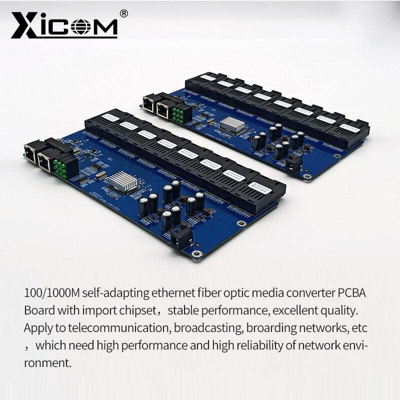 Gigabit Ethernet Fiber Switch Media Converter 8 Fiber Port 2 RJ45 Fiber Port Optical Transceiver 20KM SC Single Mode 100/1000M