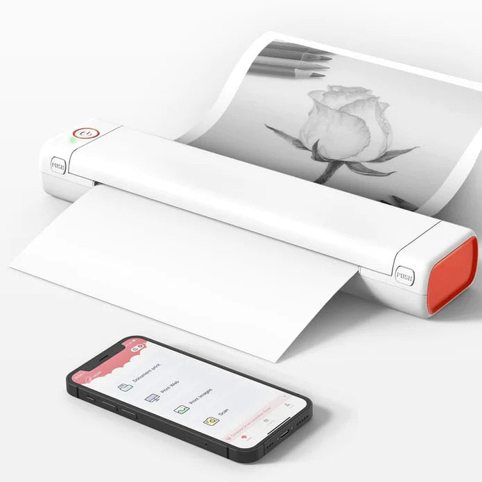 Portable Printers M08f A4 Wireless For Travel Thermal Printer Use For Mobile Office, Support 8.26"X11.69" A4 Size Thermal Paper