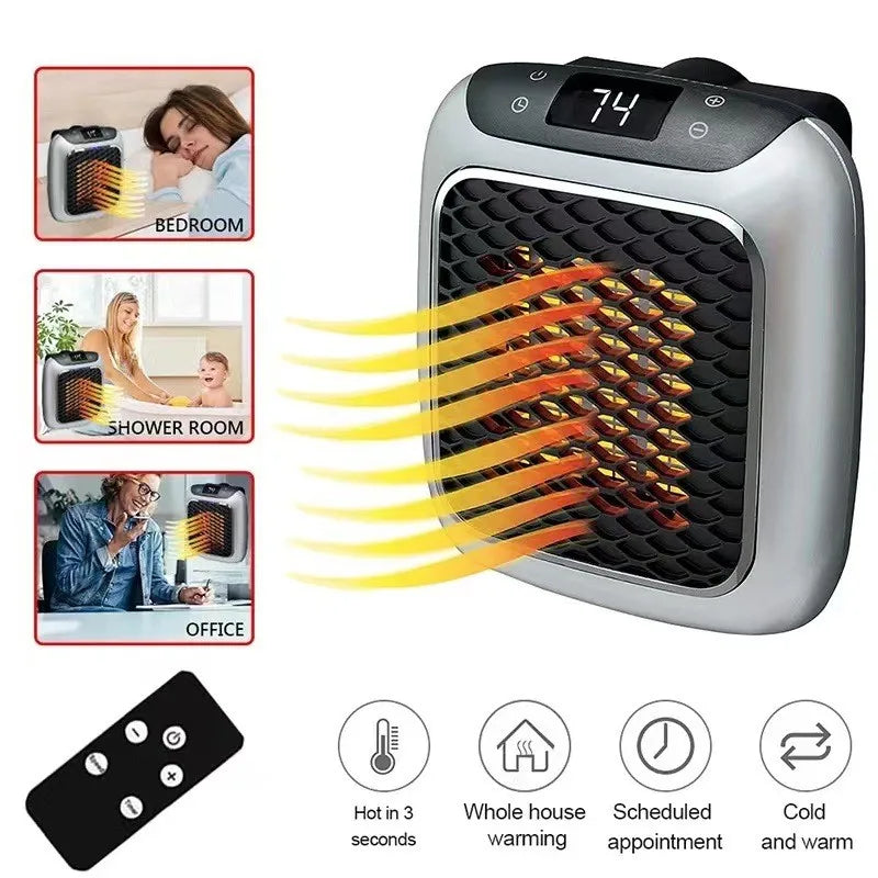 800W Mini Heater for Home Small Bathroom Heating Fans Wall Mounted PTC Ceramic Electric Heater With Remote Control 난로