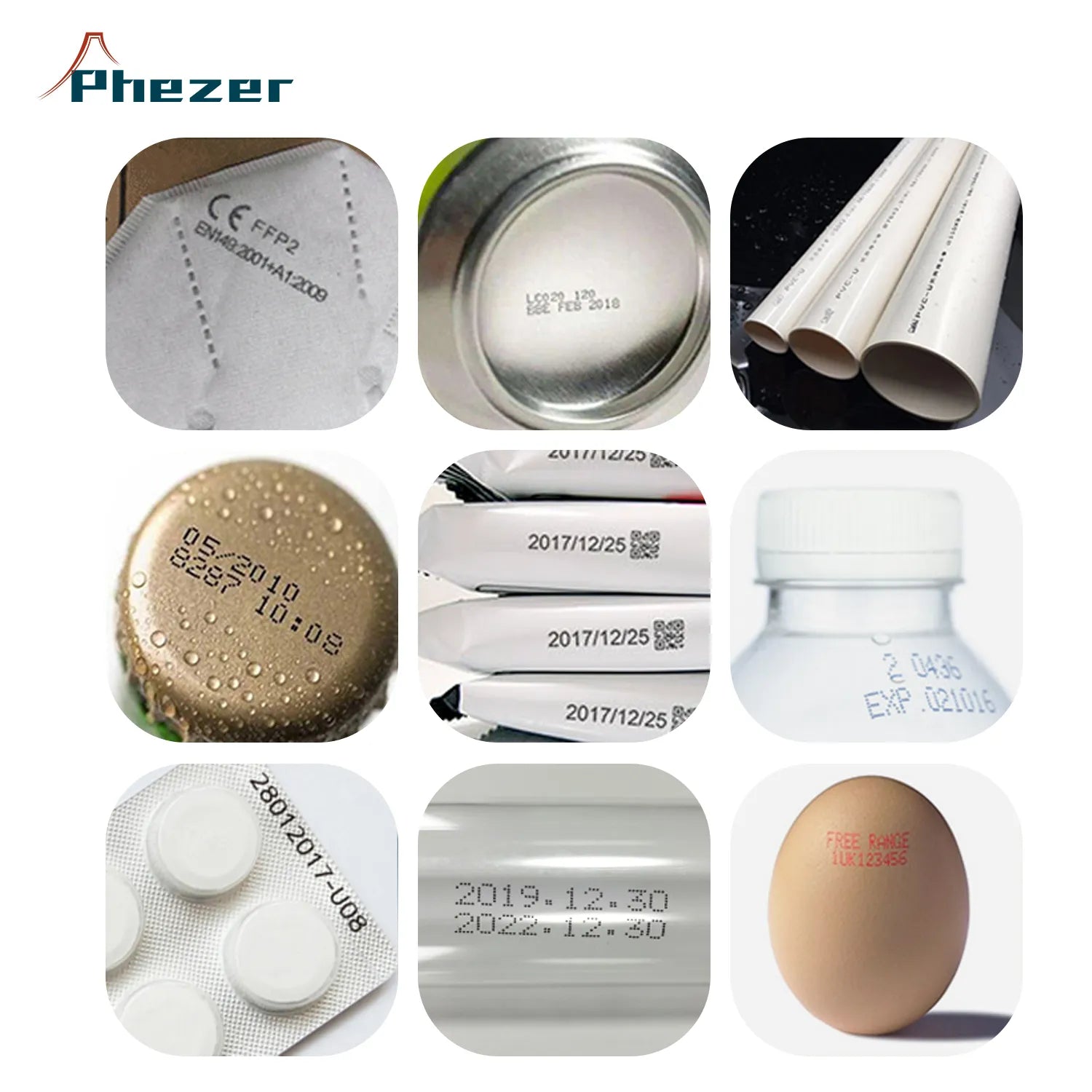 Phezer 30 Languages 12.7/25.4mm PC11Plus Mini Portable Printer QR Bar Code Date Logo Expiry Date Handheld Inkjet Printer Label