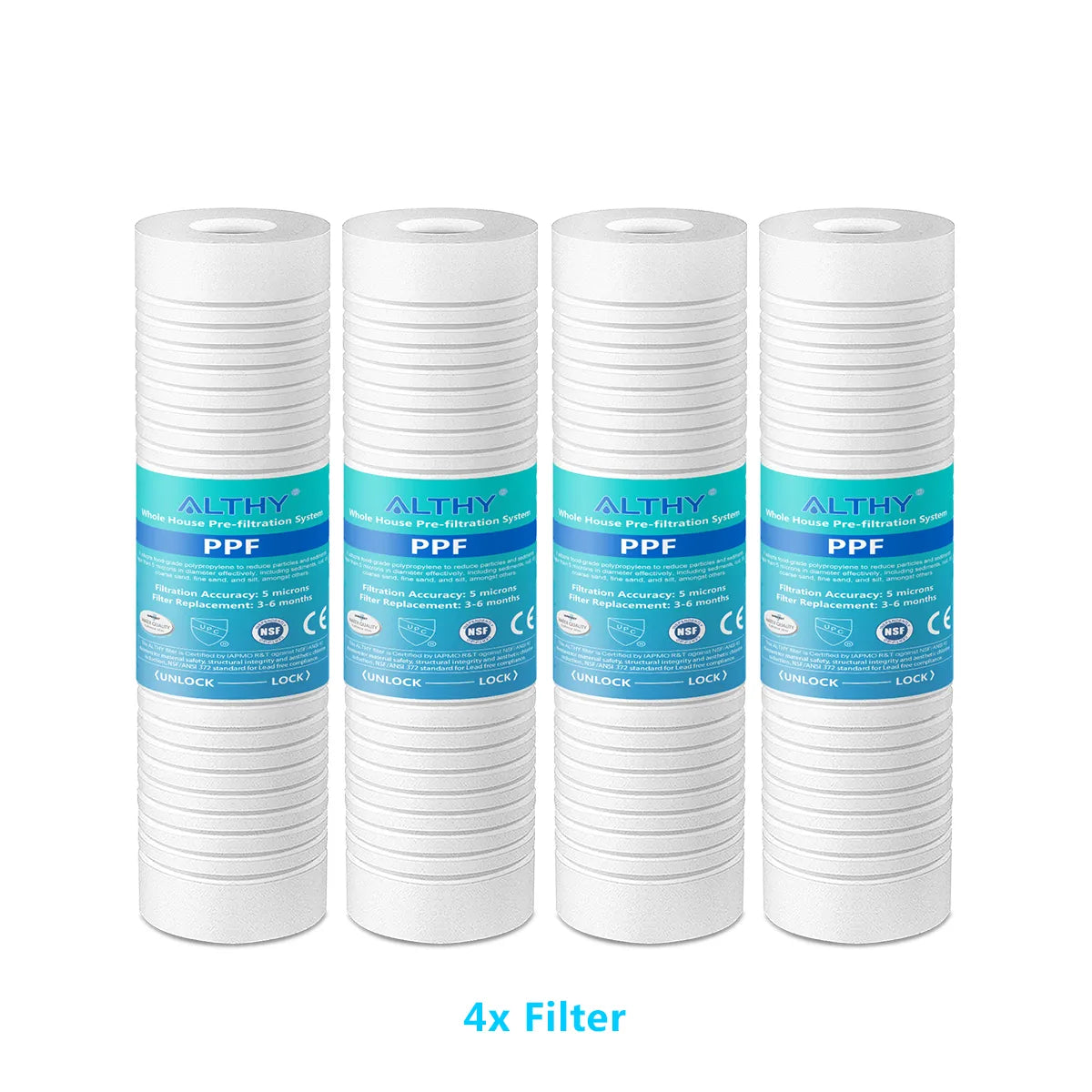 10" 5 Micron Polypropylene  Replacement Filter For Universal & ALTHY PRE-PP Whole House Sediment Water Filter System Prefilter
