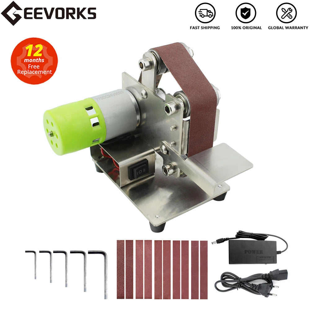 Mini Grinder 220V Electric Sanding Polishing Grinding Machine Belt Sander 7 Variable Speed for Polishing Wood Acrylic Metal