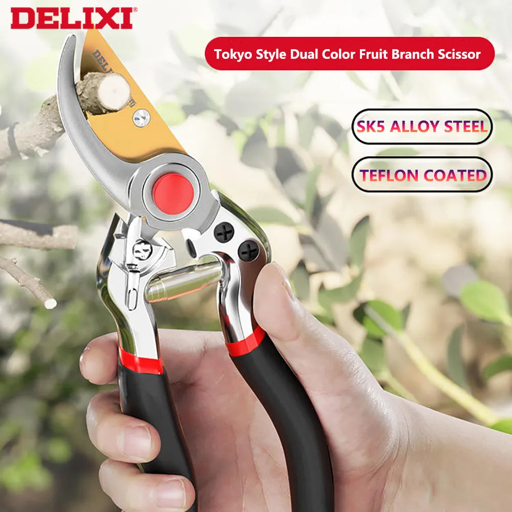 2023 DELIXI Brand New Tokyo Style Garden Scissors Sk5 Alloy Steel Branch Shears Pure Metal Durable Flower Arrangement Tool
