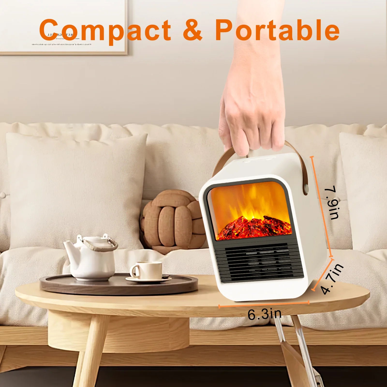 Eary Room Heater for Home Winter Electric Hand Warmer Compact Portable Warmer 2 Speed Temperature Control Warm Fireplace