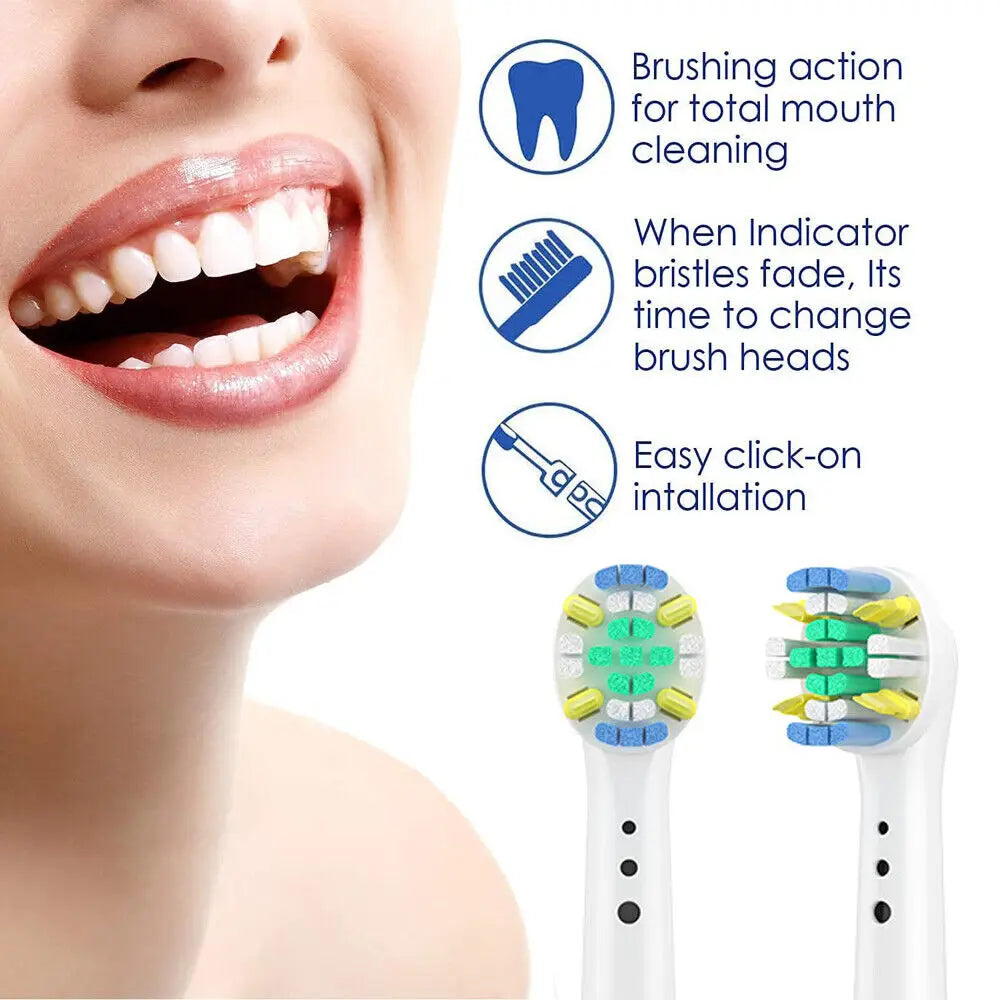 4/8/12/16/20PCS Floss Replaceable Electric Toothbrush Head Compatible with Oral-B White, Power, Clean, Kids, Soft, Black, Action