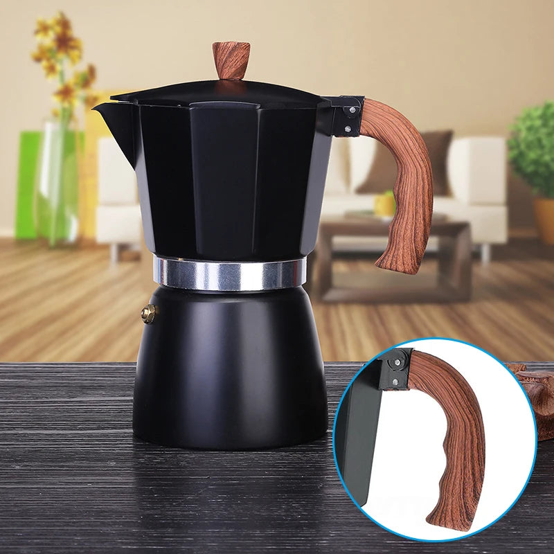 300ml Italian Espresso Stove Top Coffee Maker Percolator Pot 6 Cups Black Heating Method: Electric Furnace, Gas Stove, Alcohol L