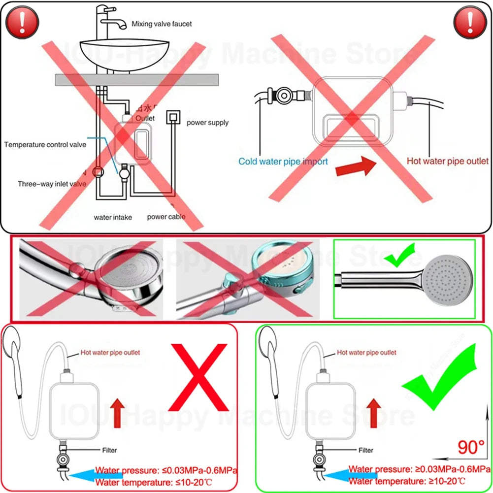 3500W Electric Thankless Instant Hot Water Heater 220V Bathroom Faucet Tap Heating 3 Seconds Instant Heating EU Plug