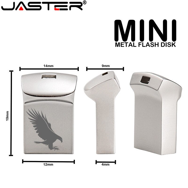 JASTER Mini Metal USB flash drive 8GB 16GB Pendrive 32GB 64GB Personalise Pen Drive  Memory Stick U disk Gift Free Custom Logo