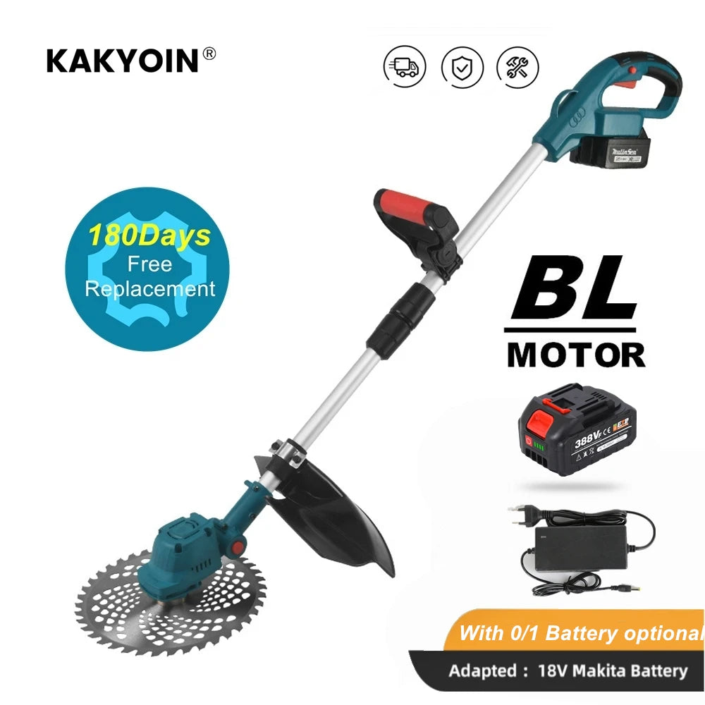2800W 9 Inch Brushless Electric Lawn Mower Grass Trimmer Adjustable Foldable Cutter Garden Tools For Makita 18V Battery
