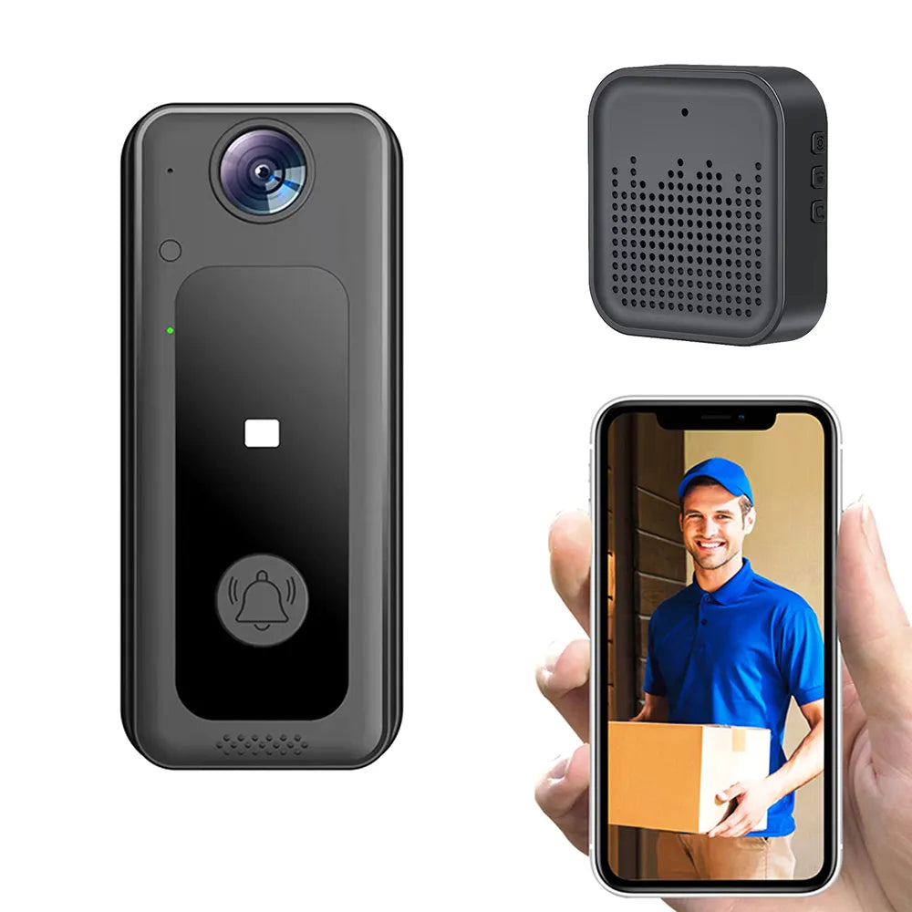 WiFi Doorbell Camera with 125° Wide Angle Visual Chime Smart Video Doorbell Video Night Vision Supports Cloud Storage SD Card