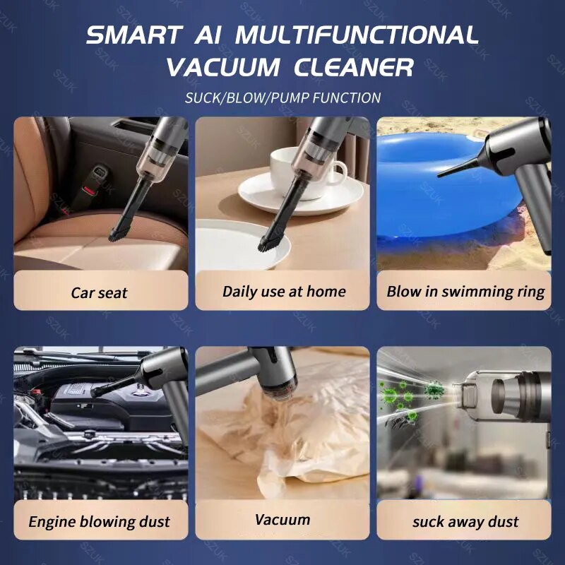 SZUK 120000PA Mini Car Vacuum Cleaner Wireless Portable Cleaning Machine for Car Powerful Handheld Cleaner Home Appliance