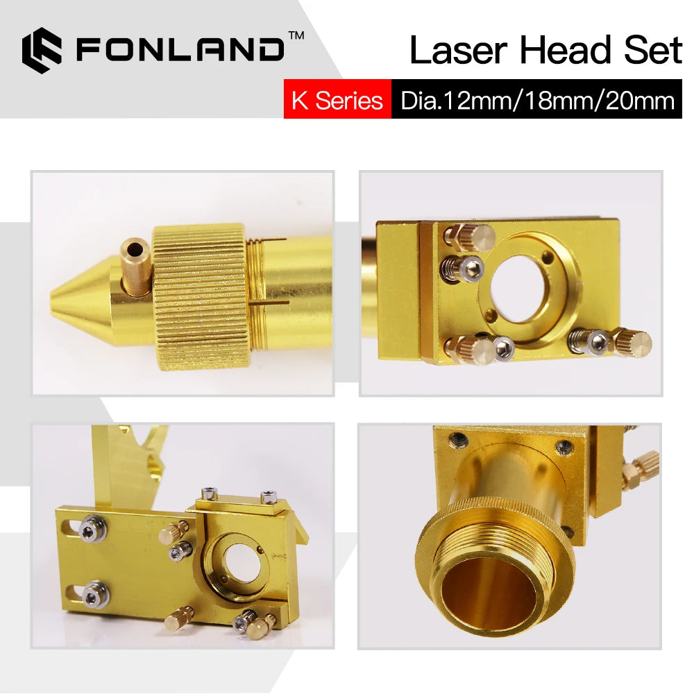FONLAND K Series CO2 Mini Laser Head Set D12/18/20mm FL50.8mm Lens for 2030 4060 K40 Laser Engraving Cutting Machine