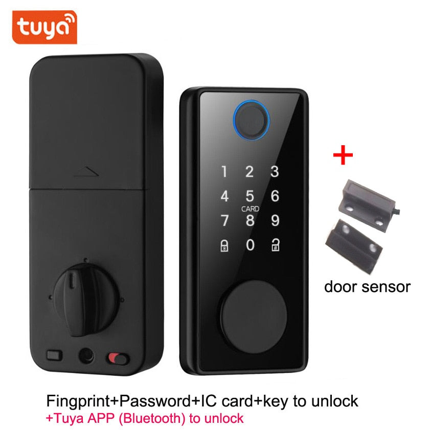 Smart Deadbolt Locks of Tuya Bluetooth App Biometric Fingerprint Password Keyless Entry Front Door Lock