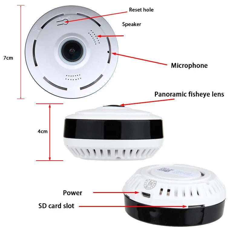 Saikiot V380 5MP WIFI Panoramic Camera Wireless CCTV Home Security Panoramic Camera 360 180 Degree Panoramic WIFI Fisheye Camera