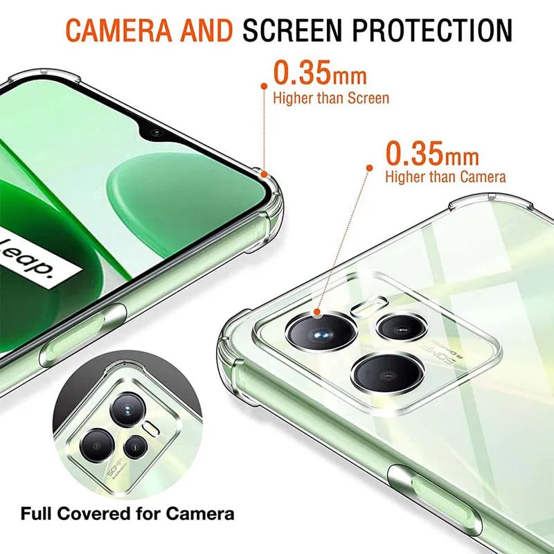 Clear Case For Realme C35 C55 C33 2023 Thick Shockproof Soft Silicone Phone Cover for Realme C55 C33 C31 C30 C30S C21 C21Y C25Y