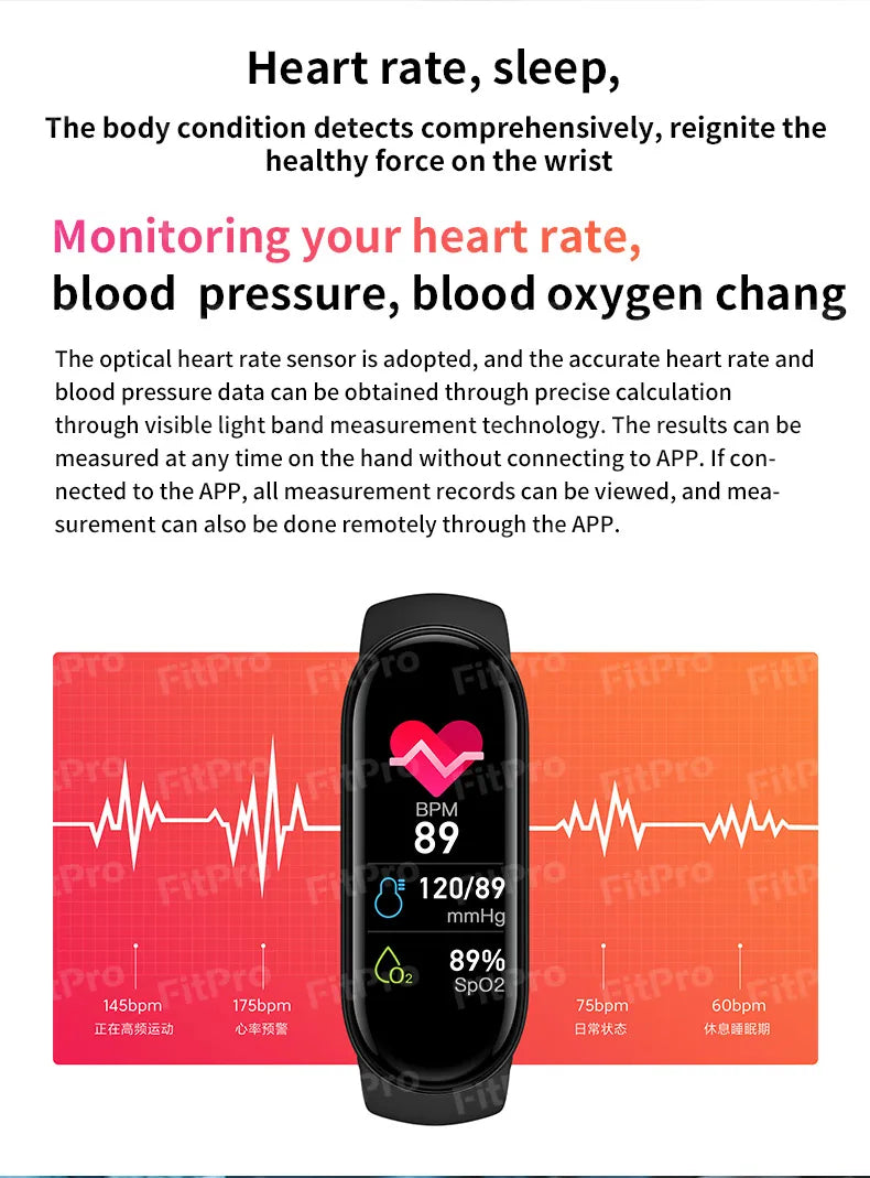 Lenovo's new color screen M7 smart bracelet heart rate blood pressure sleep monitoring monitoring smart bracelet